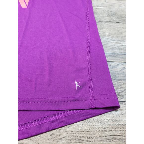 Danskin Now Semi Fitted Purple Short Sleeve V-Neck Active Top Women's Large - Picture 5 of 5